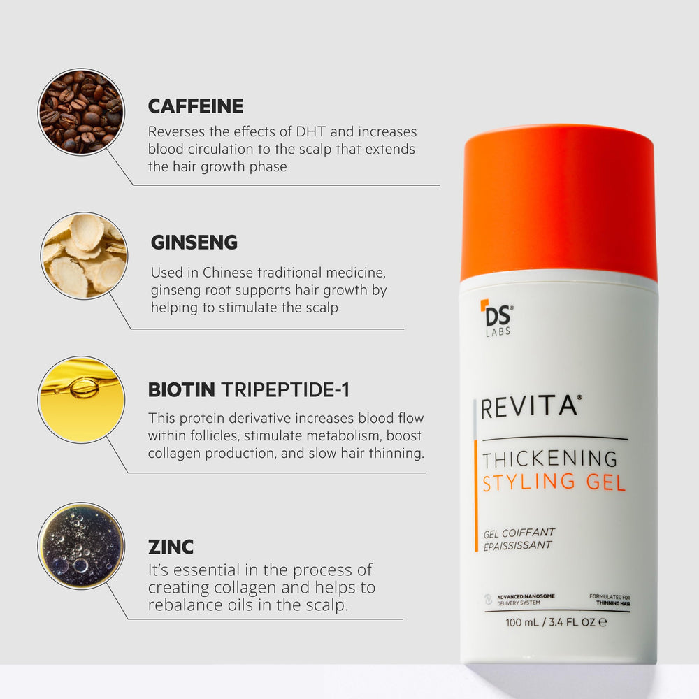 Hair with Revita gel demonstrates light shine and flexible hold during styling