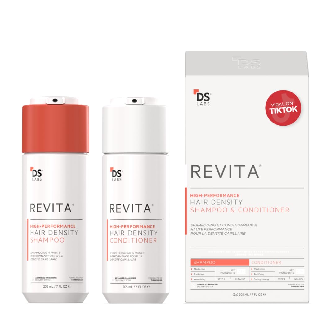 DS Labs Revita Shampoo bottle shows lightweight cleansing for fuller-looking hair
