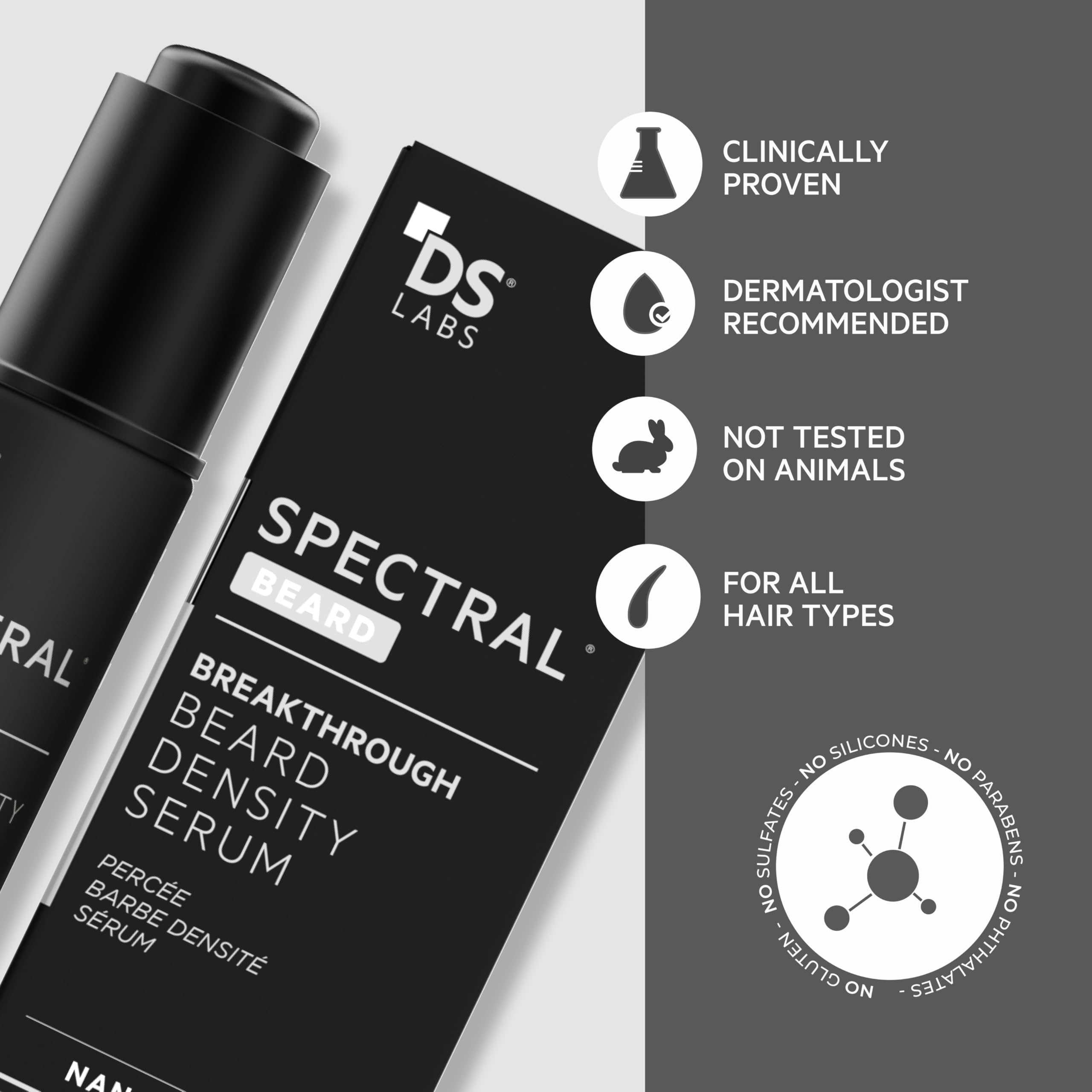 DS Labs Spectral.BRD packaging label declares paraben-free formula.