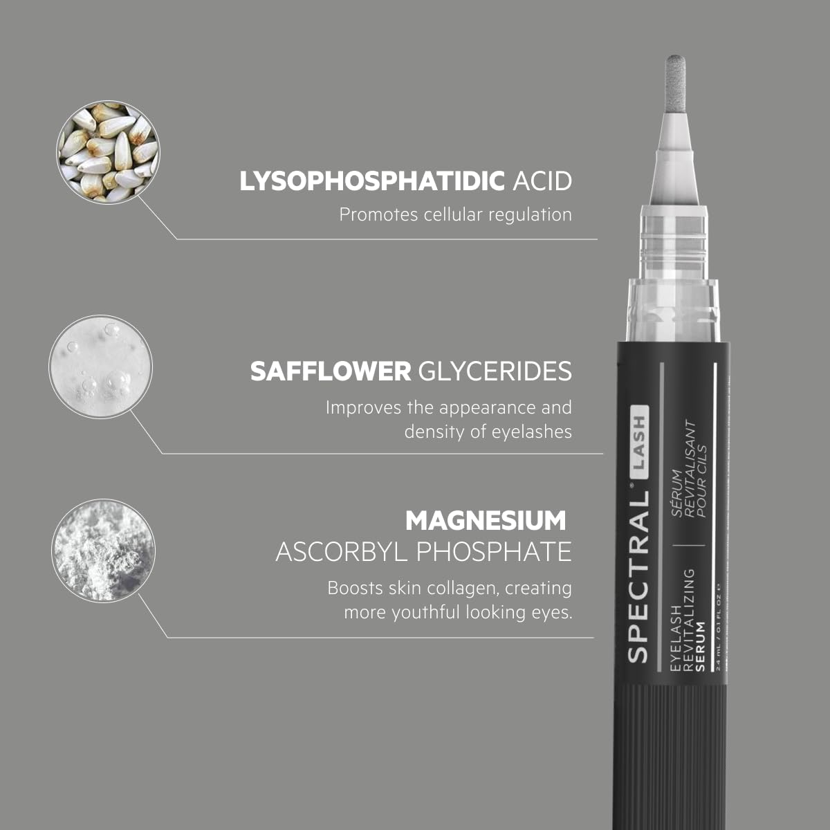 DS Labs Spectral.LASH packaging signals dermatologist-developed, paraben- and sulfate-free formula.