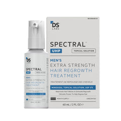 DS Labs Spectral.UHP bottle shows 5% minoxidil and nanosome delivery for thicker-looking hair.