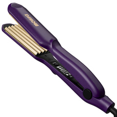 DSHOW crimping iron front view with titanium ceramic plates for frizz-free shine.