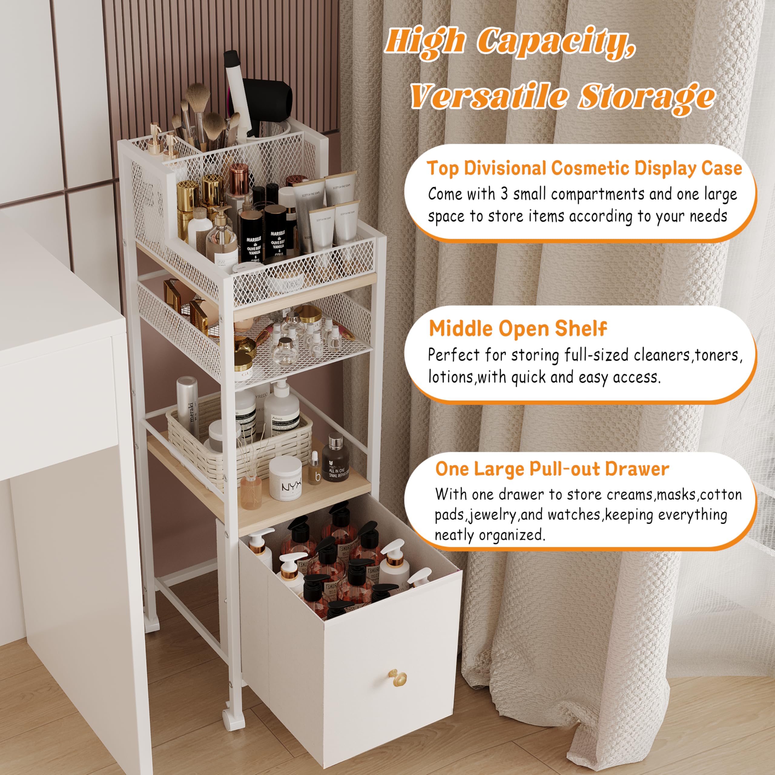 Dsmadn makeup cart assembly view highlights sturdy frame and simple setup