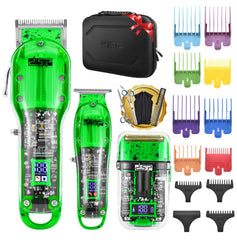 DSP hair clipper set with travel case for on-the-go professional grooming.