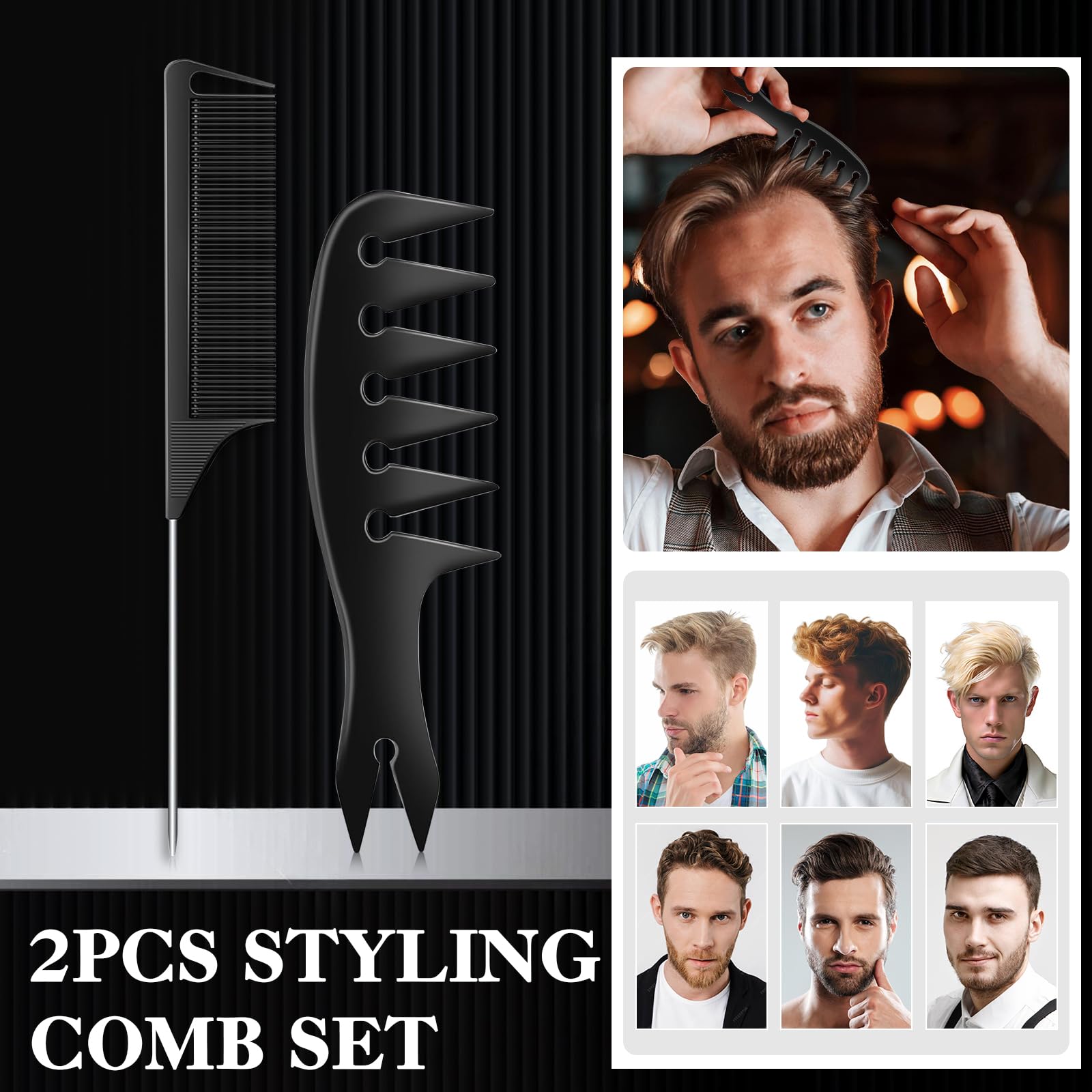 DUAIU 9Pcs Hair Comb Set flat-top clipper comb aids even guide and neat tapering.