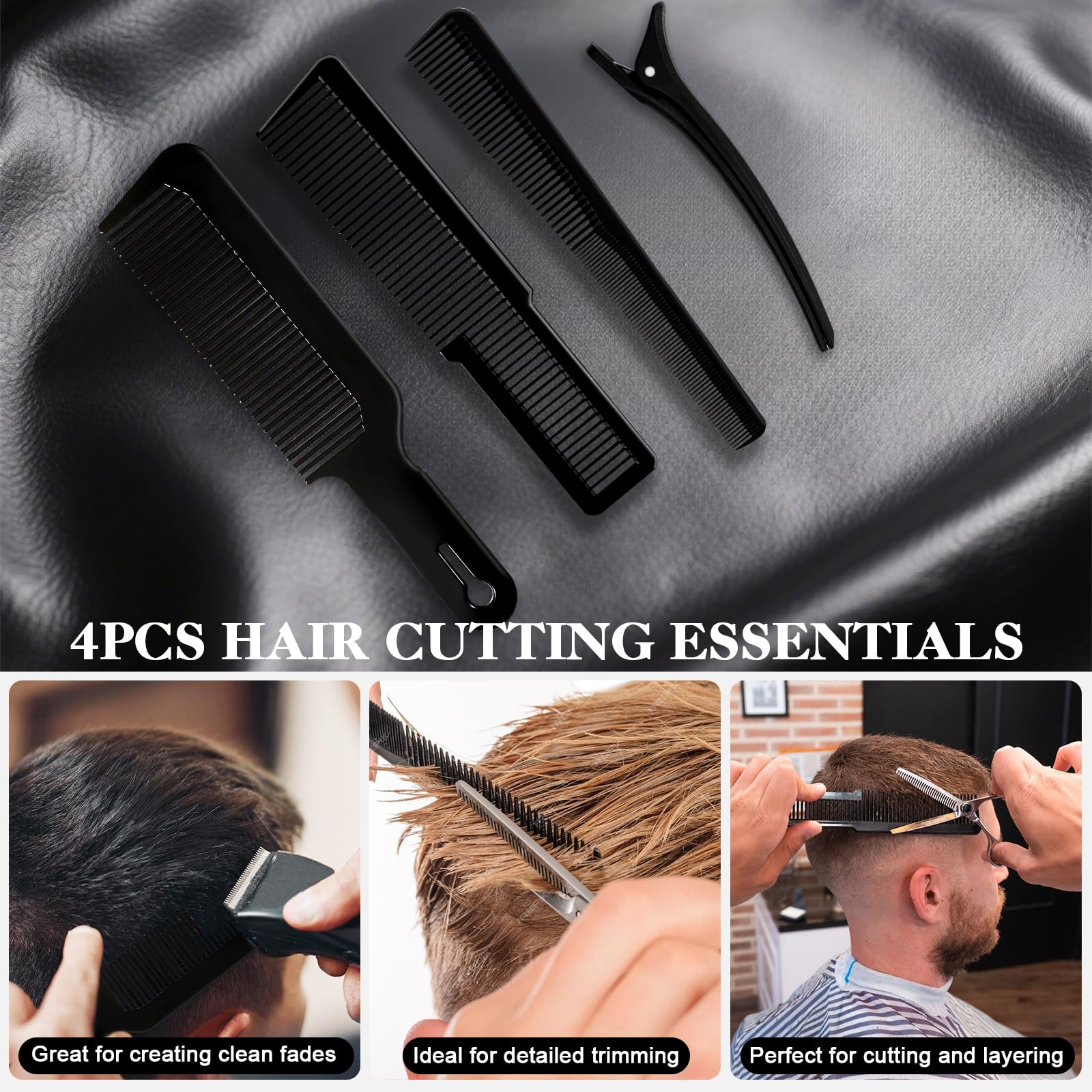 DUAIU 9Pcs Hair Comb Set cutting comb helps precise sectioning for clean, professional-looking cuts.