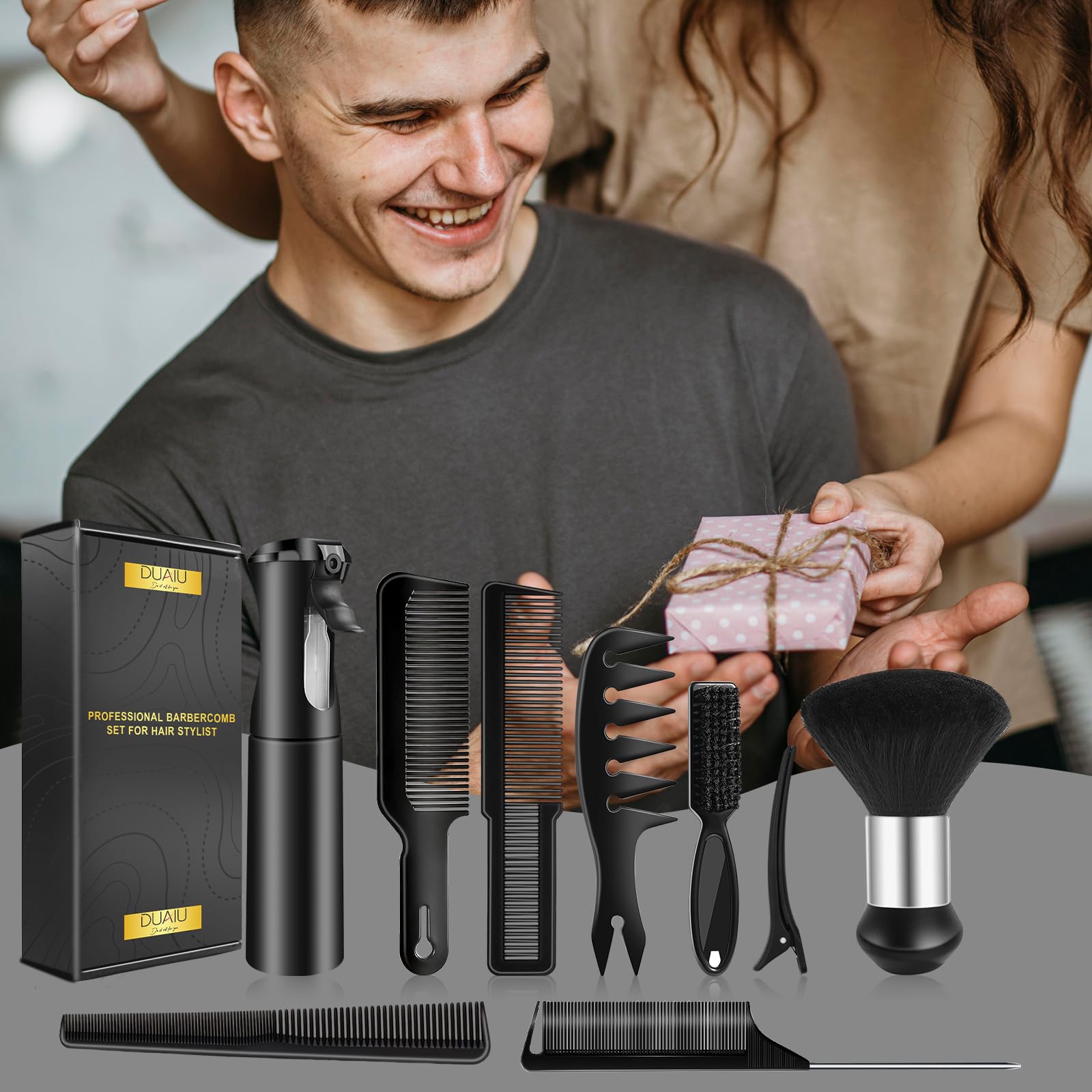 DUAIU 9Pcs Hair Comb Set rat-tail comb creates precise parting for precise styling and sectioning.