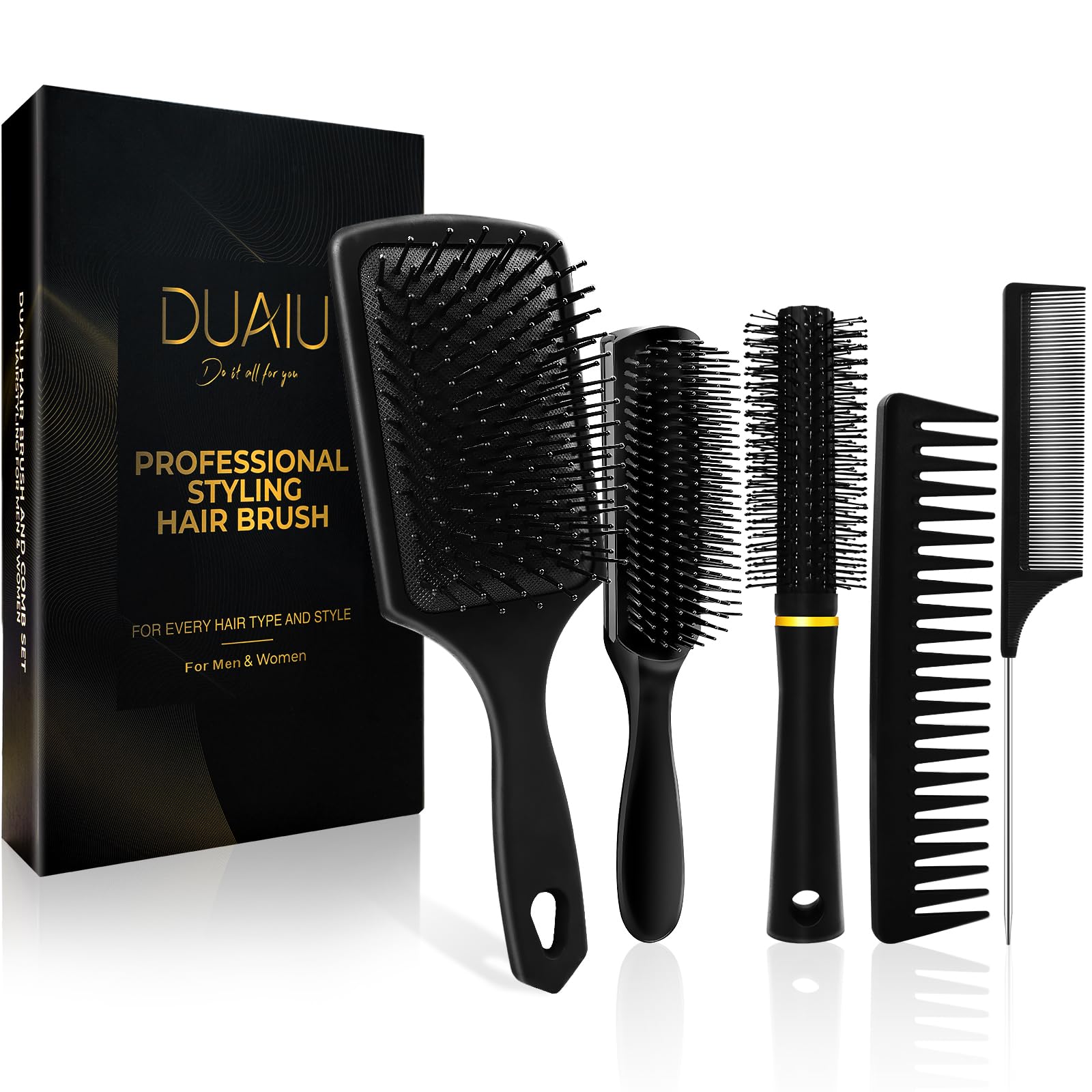 DUAIU air-cushion paddle brush detangles gently, adds shine, and reduces frizz.