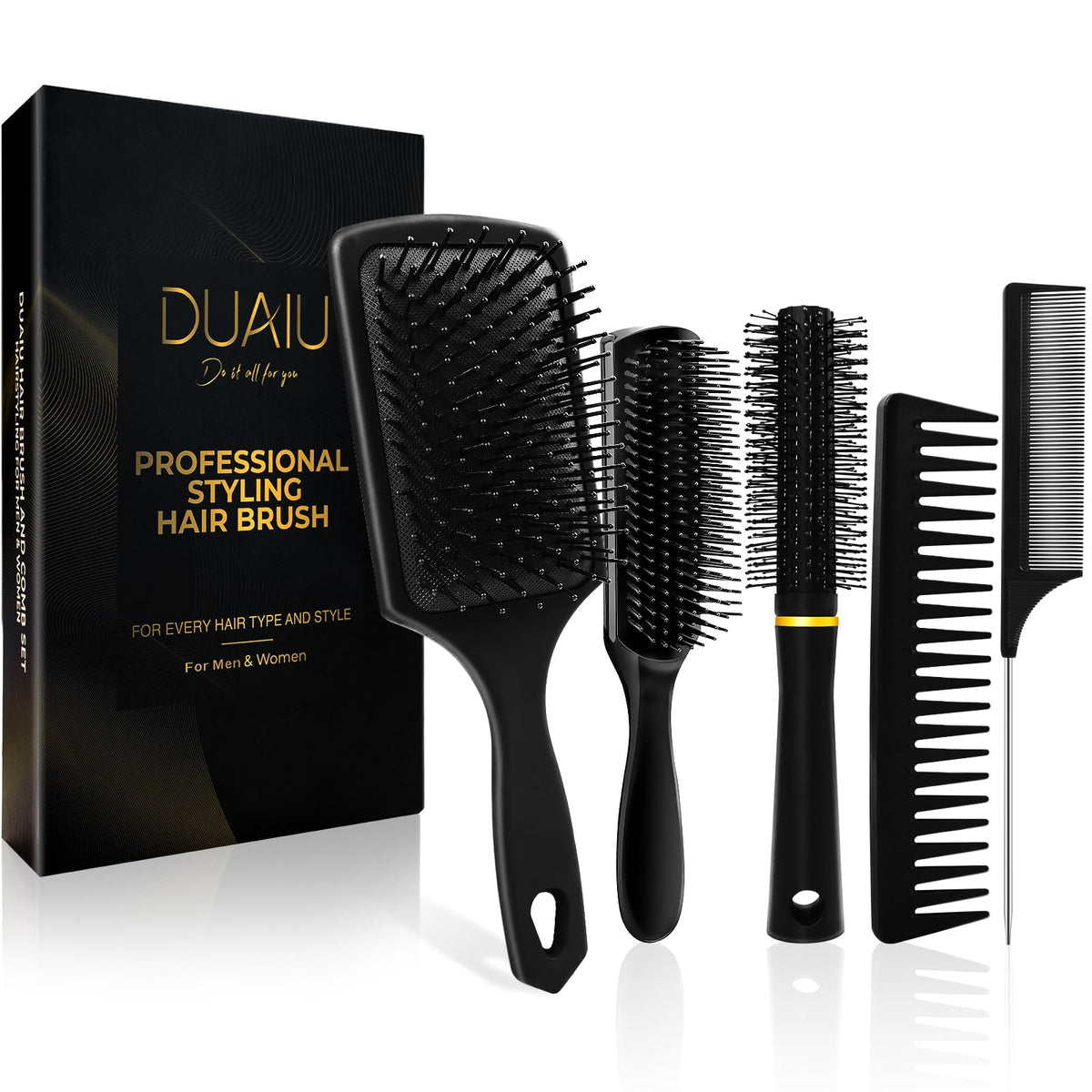 DUAIU air-cushion paddle brush detangles gently, adds shine, and reduces frizz.