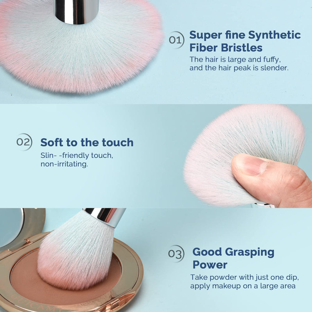DUAIU contour-blush brush blue helps sculpt features with precise, seamless color payoff.