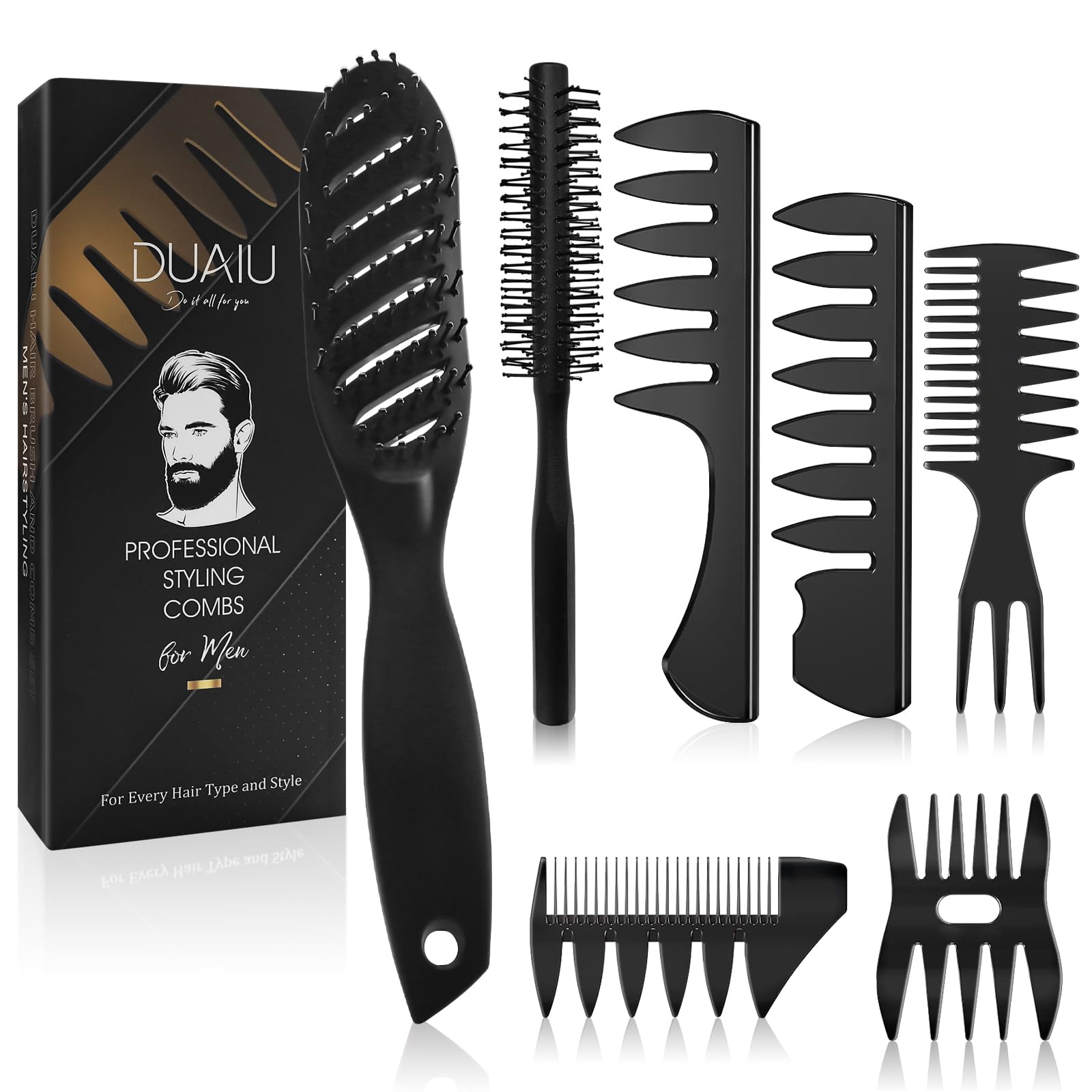 duaiu curved vent brush close-up for quick-dry styling and scalp massage.