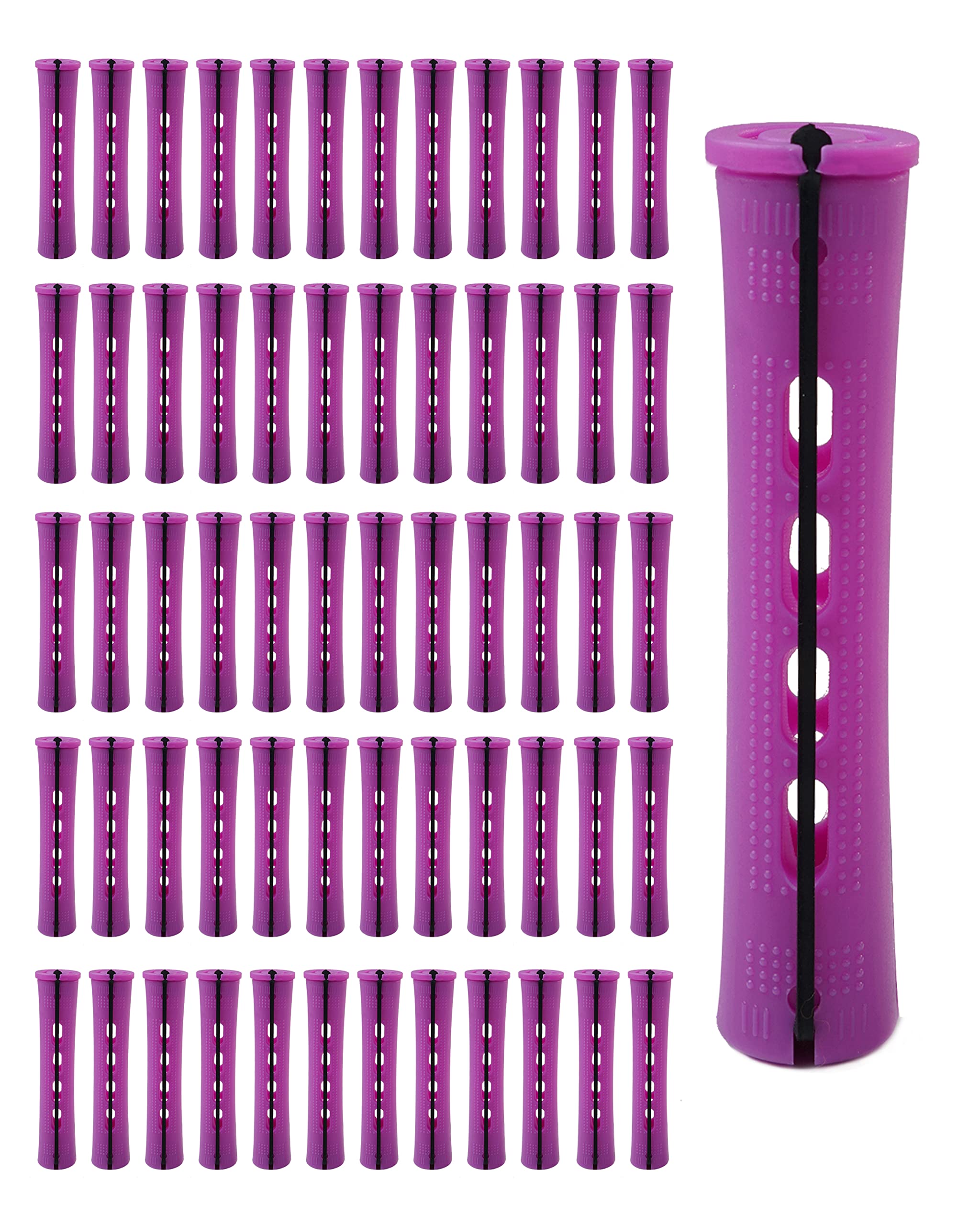 DF Dualferv purple perm rod 60pcs closeup highlights heat-free curl styling.