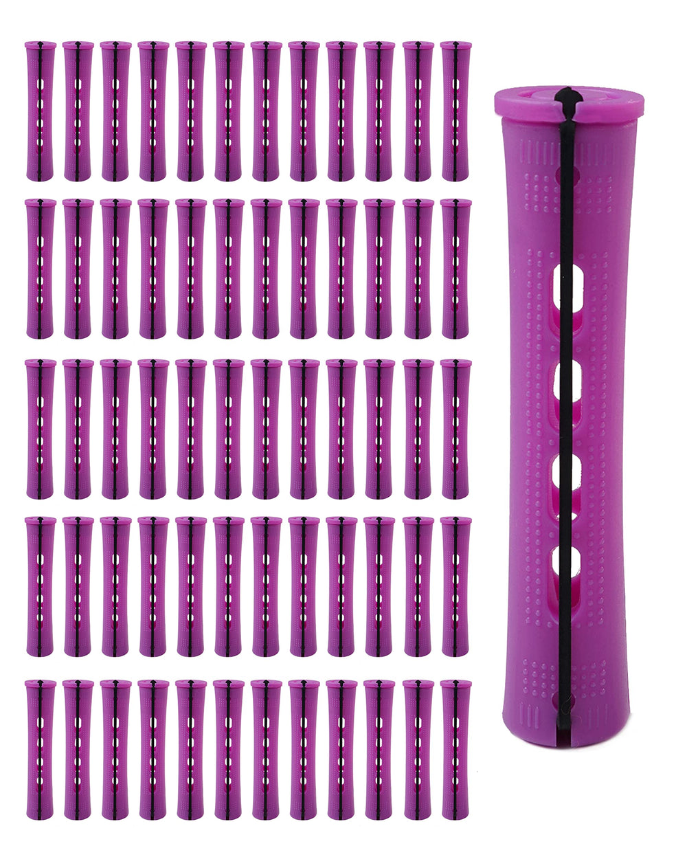 DF Dualferv purple perm rod 60pcs closeup highlights heat-free curl styling.
