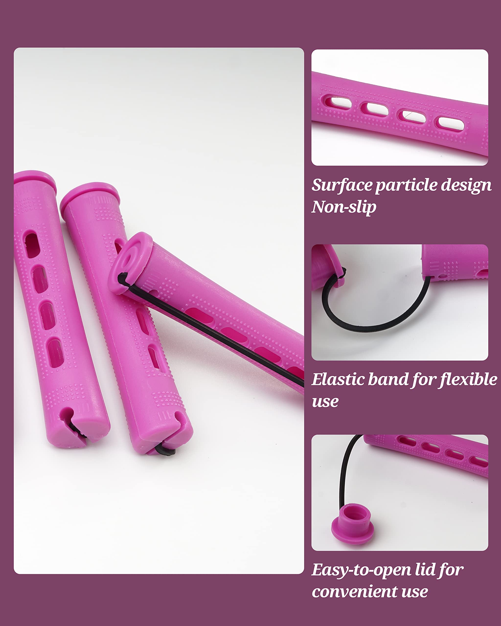 DF Dualferv purple perm rods 60pcs arranged for versatile long to medium hair options.