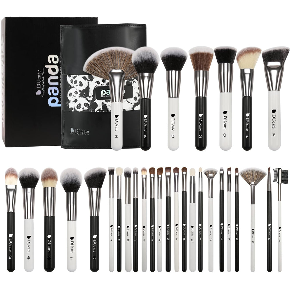 DUcare Panda 31Pcs brush set package display for complete makeup routines on-the-go