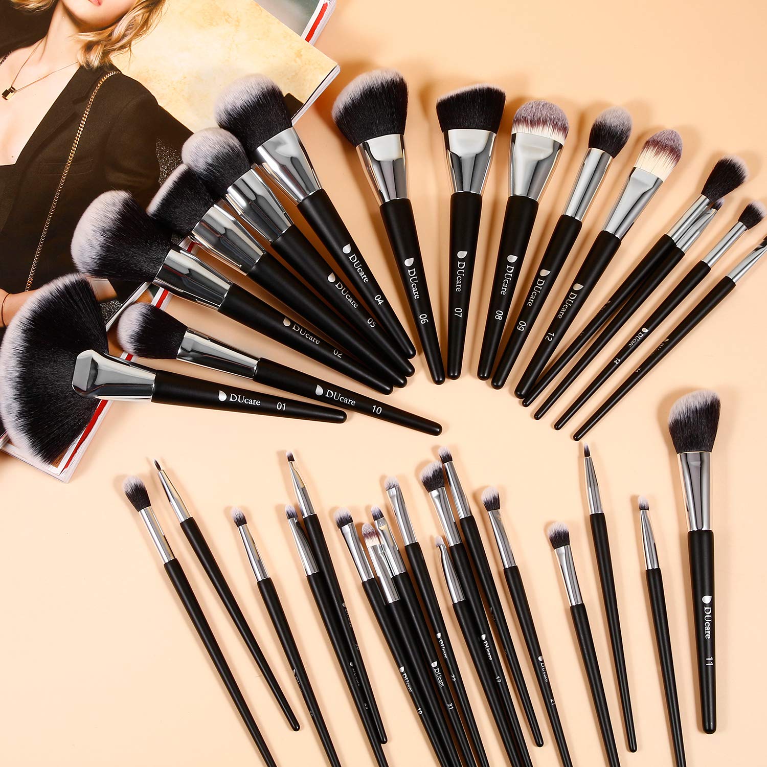 DUcare blush brush for natural flush and seamless blending.