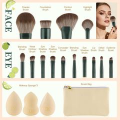 DUcare brushes with matte green ferrules and dark handles for chic styling