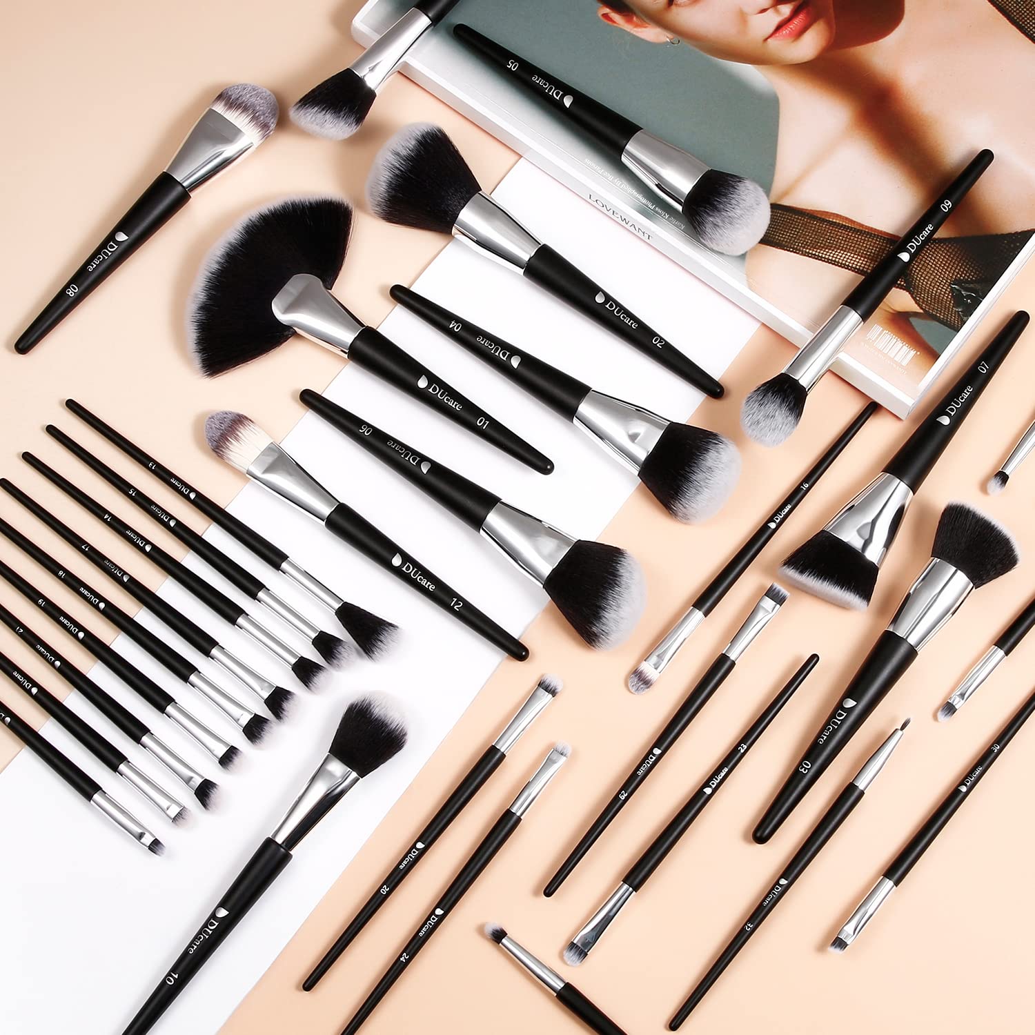 DUcare eyeshadow brush for precise color placement and blending.