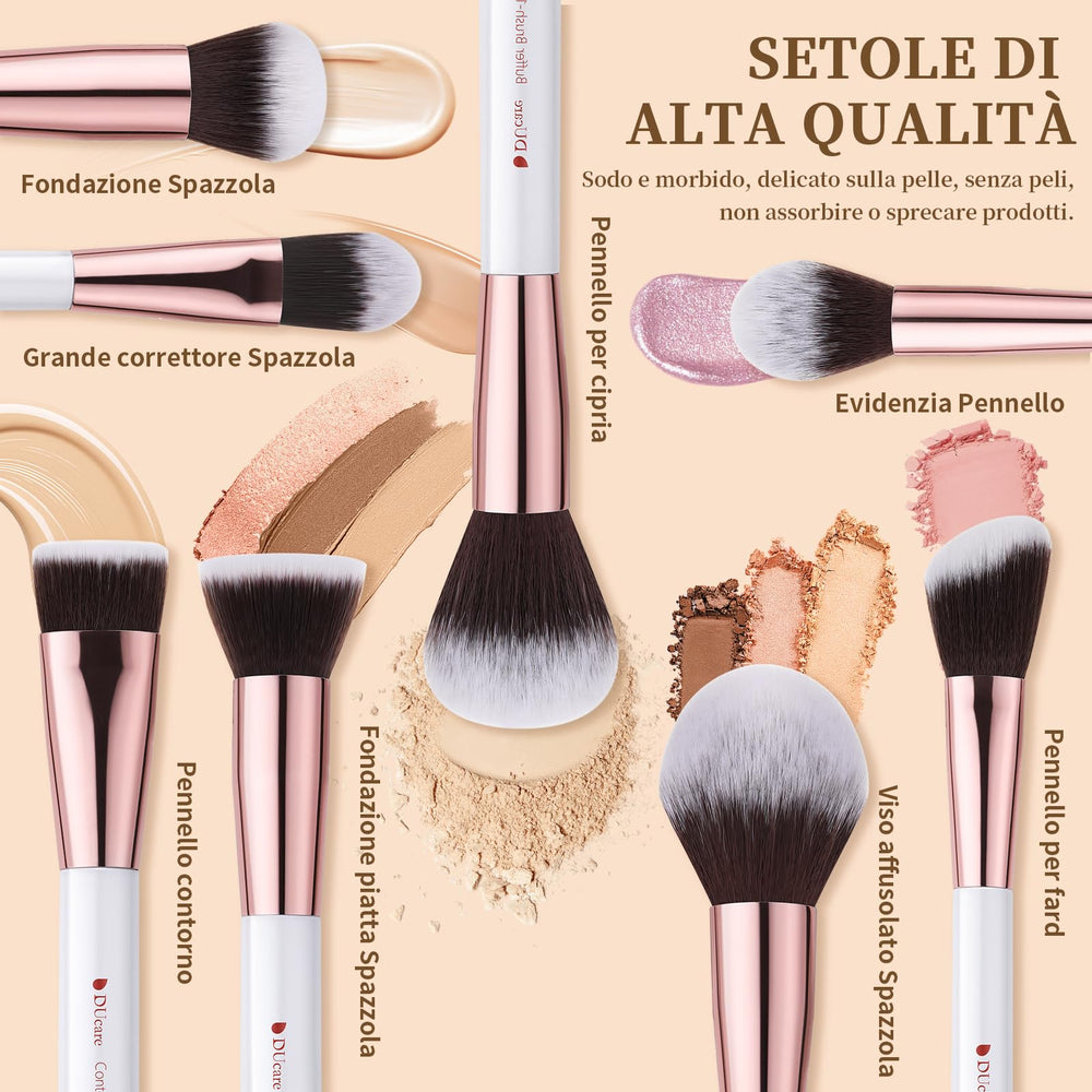 DUcare face brushes 8pcs offer precise foundation and contour application.