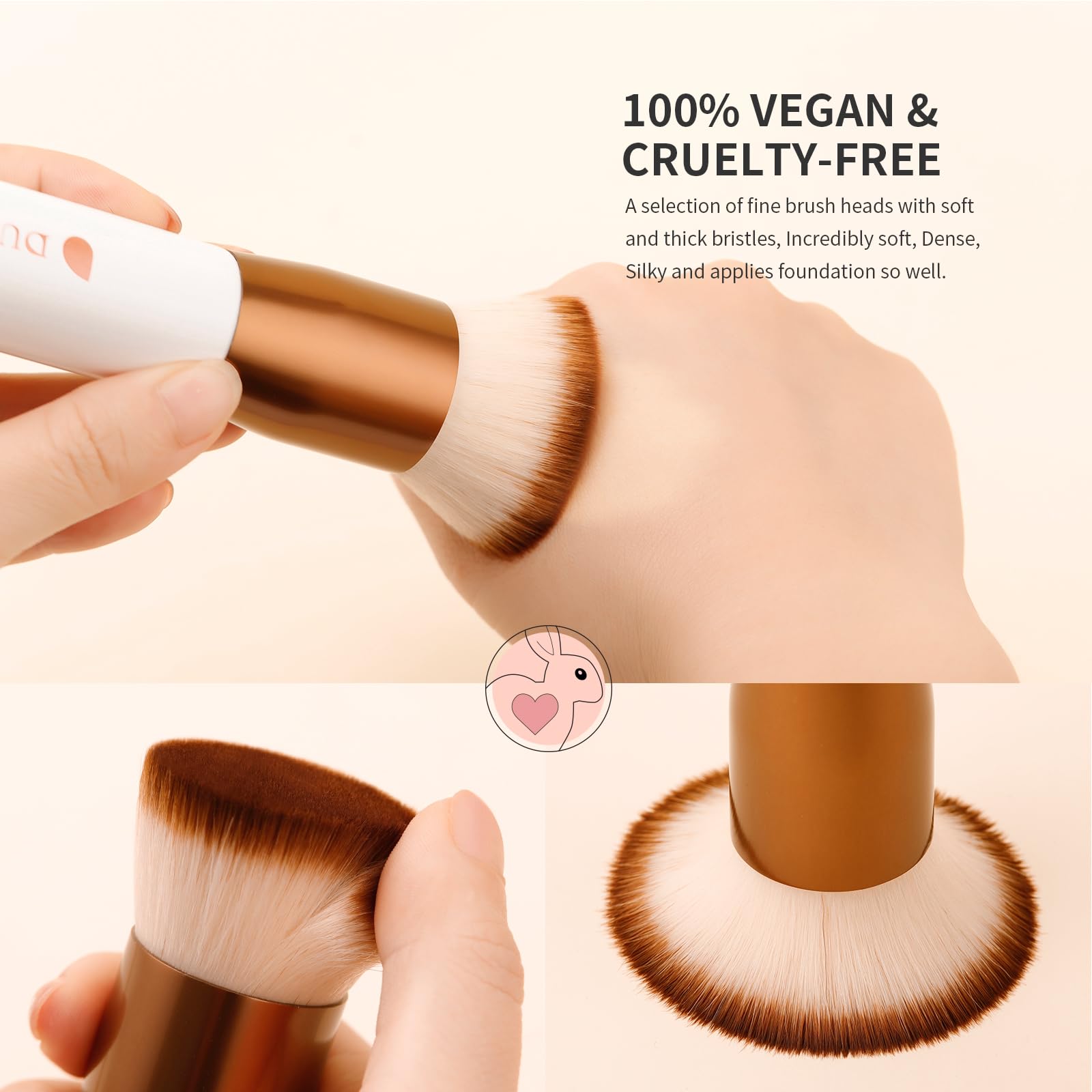 DUcare flat-surface brush enables even application on textured skin