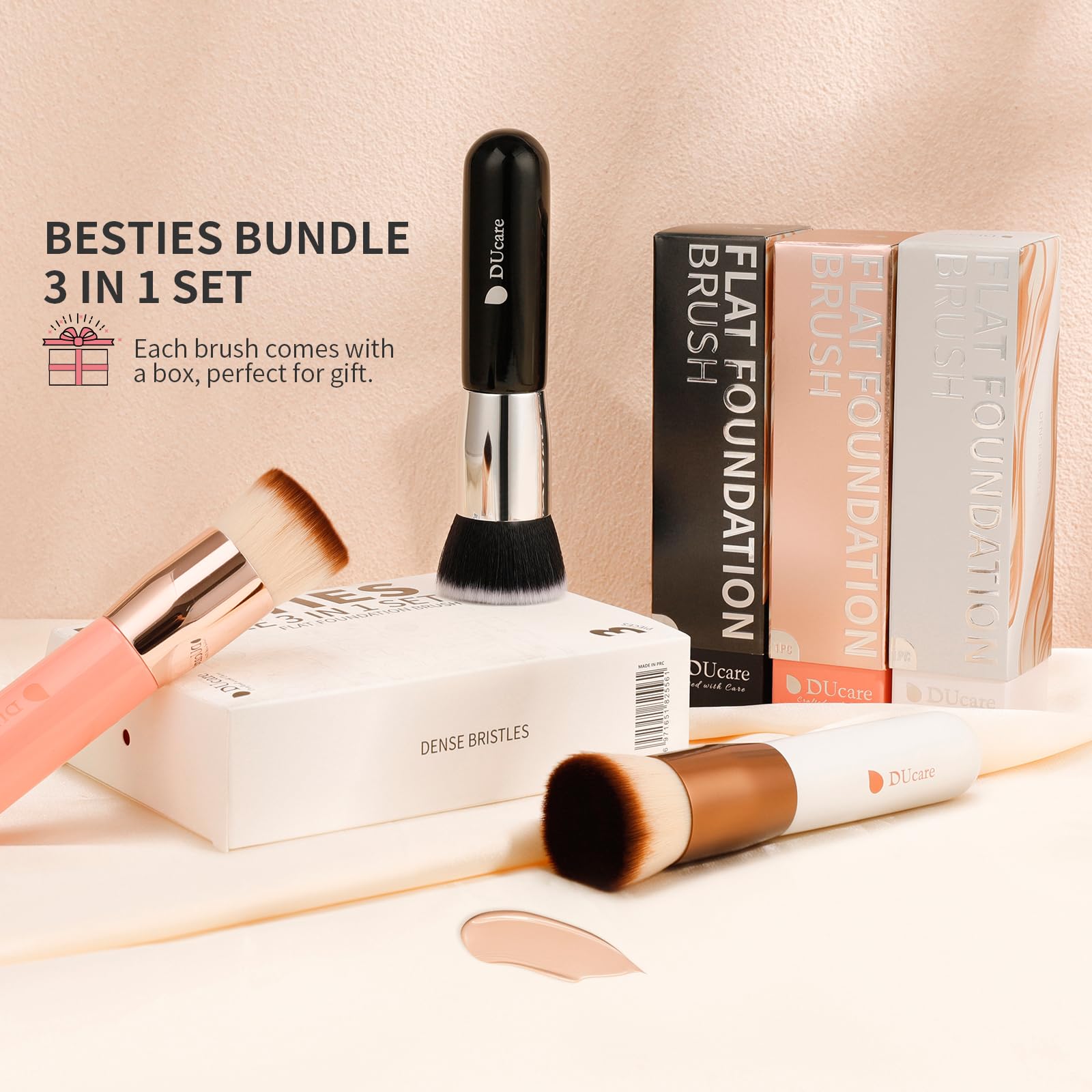 DUcare flat-top dense-head brush for precise buffing and flawless coverage