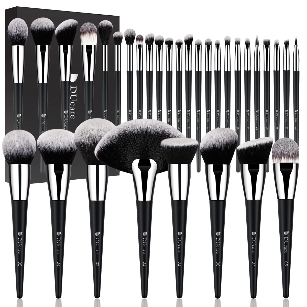 DUcare makeup brush set 32pc face brushes—the perfect base for even foundation and contour.