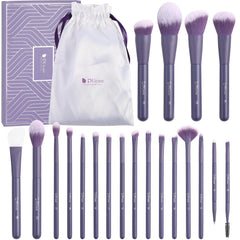 DUcare makeup brush set collection with purple handles for versatile application