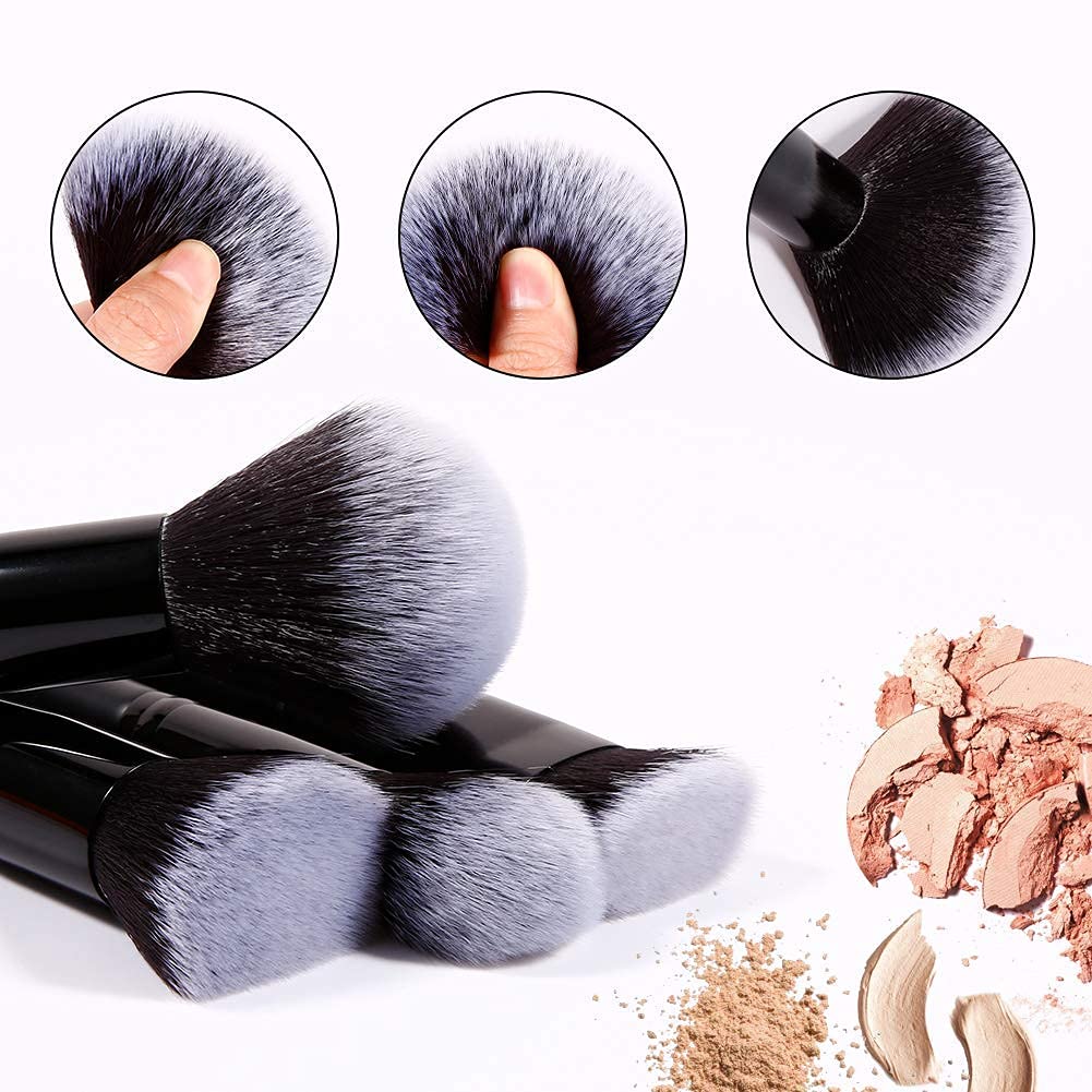 DUcare foundation blending brush in action for seamless liquid makeup application and airbrushed finish.