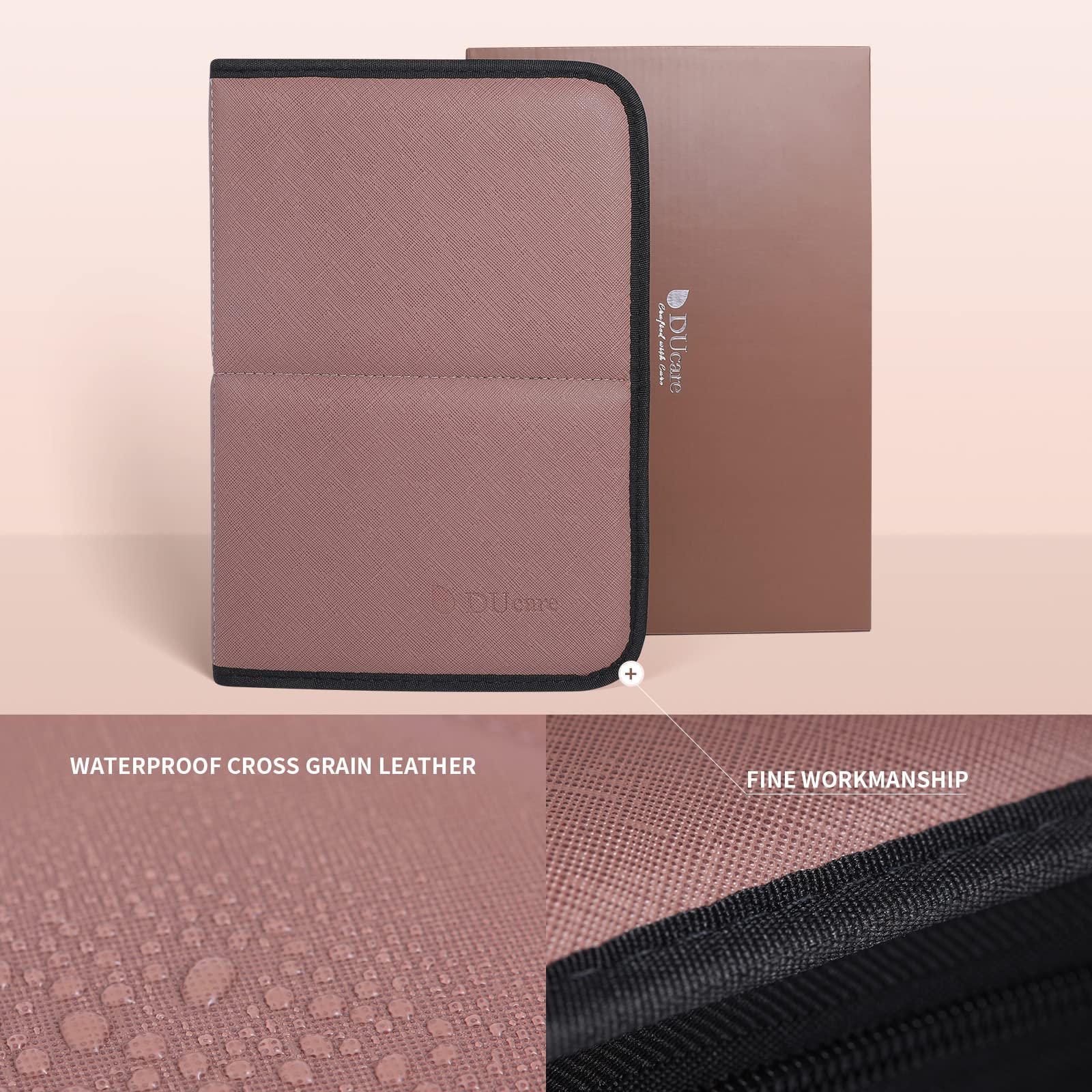 DUcare makeup brushes organizer water-resistant PU leather offers durable protection and easy cleaning