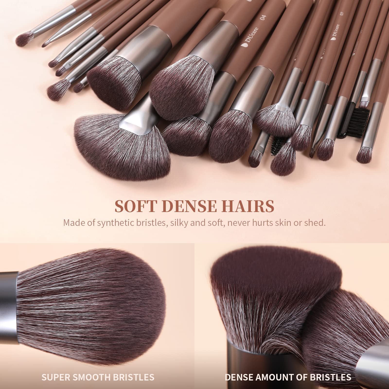 DUcare premium synthetic bristles feel soft and dense.