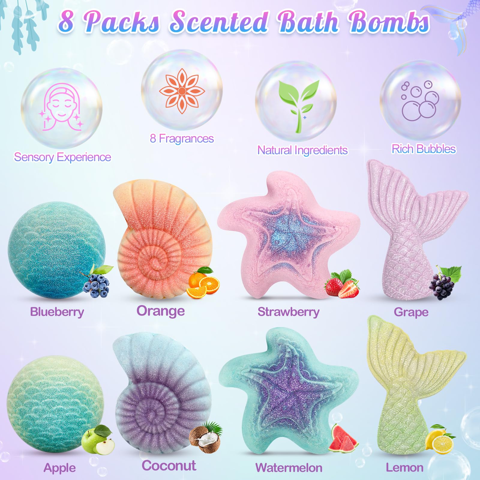 Duchong mermaid bath bombs with surprise toy inside promise unboxing excitement