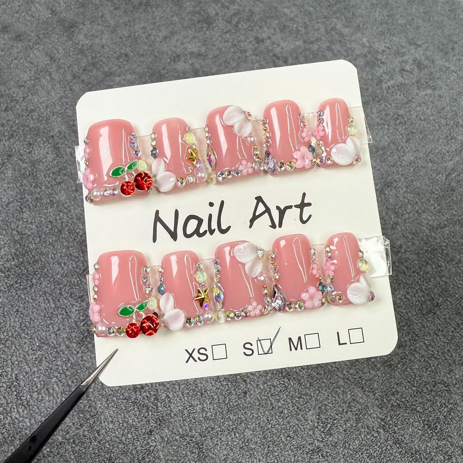 Duck Press on Nails pearl accents create elegant daily wear.