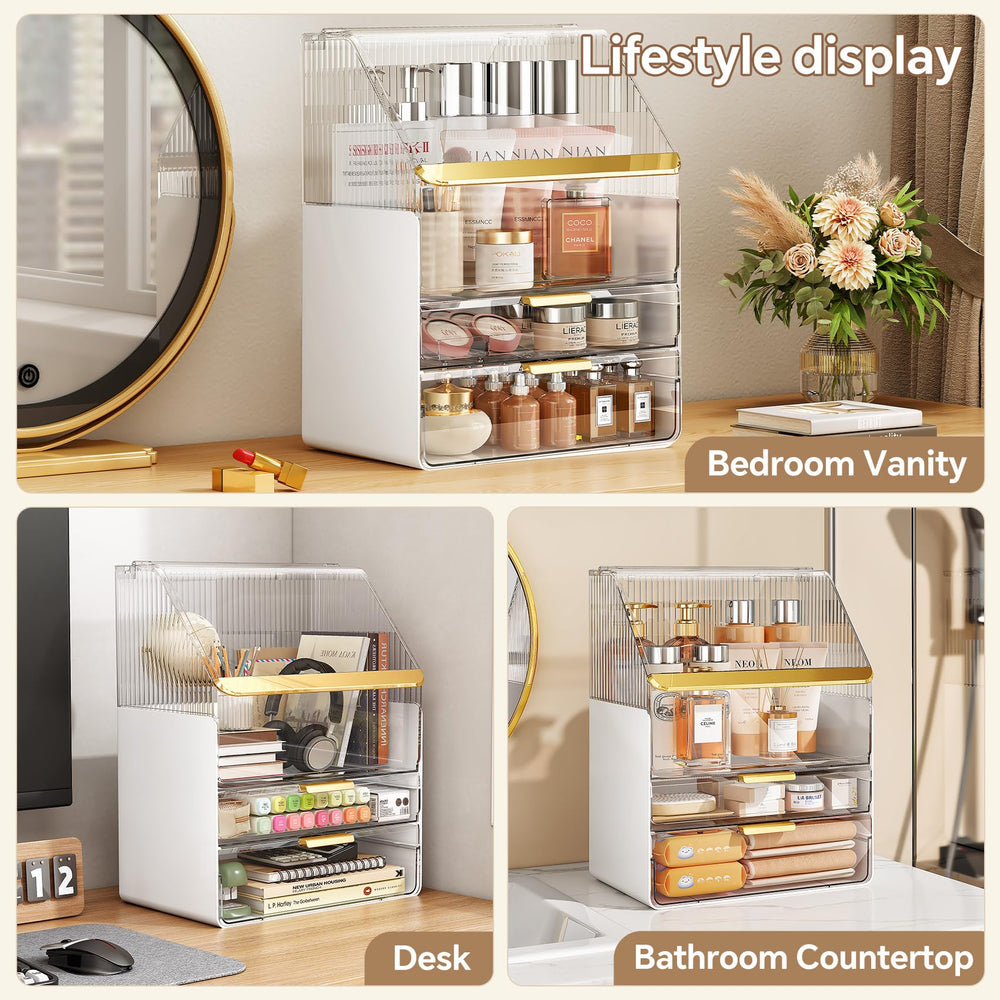Ducoak cosmetic display case keeps your vanity neat on countertops.
