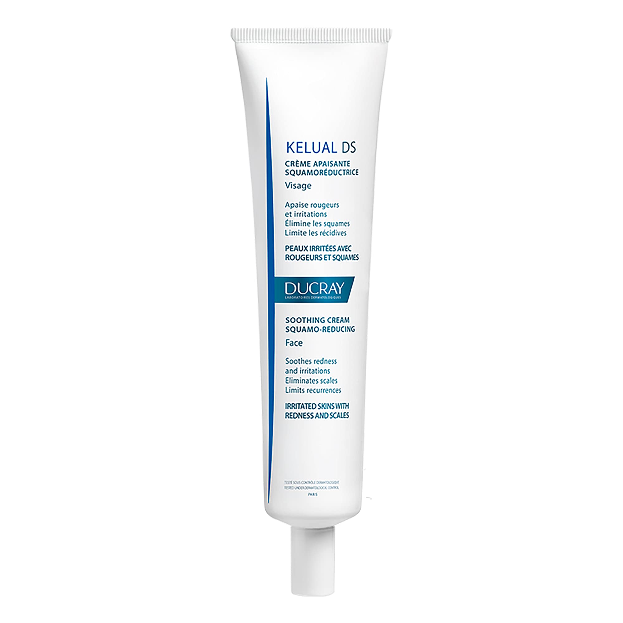 Ducray Kelual DS cream packshot shows a soothing skincare solution for sensitive skin.
