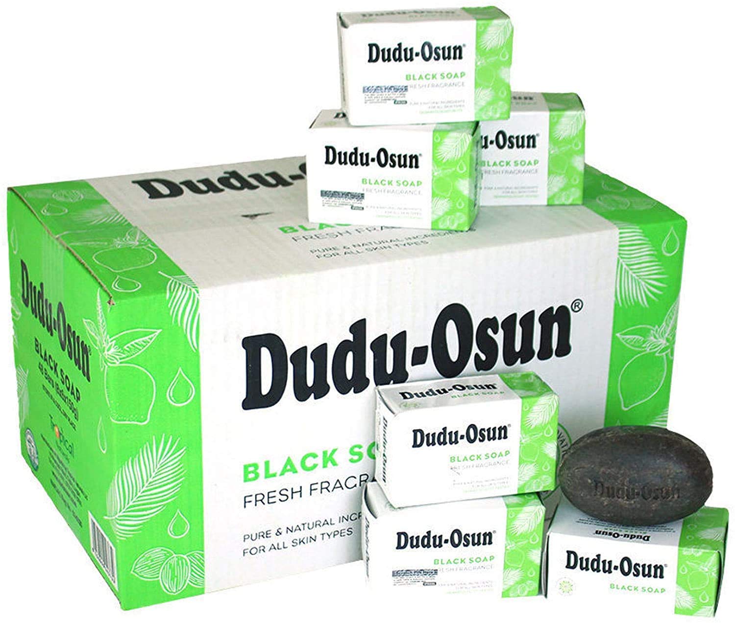 DuDu Osun 24-bars pack front for natural cleansing across skin types.