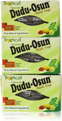 Dudu-Osun black soap 5-pack front view shows packaging for cleansing versatility