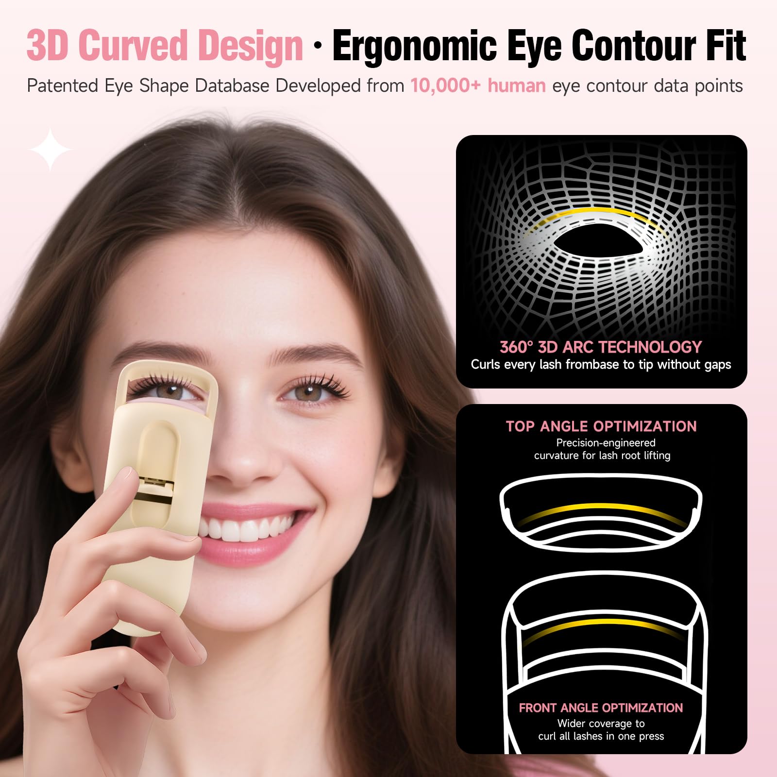 DUDUDU compact mini heated lash curler ready for travel