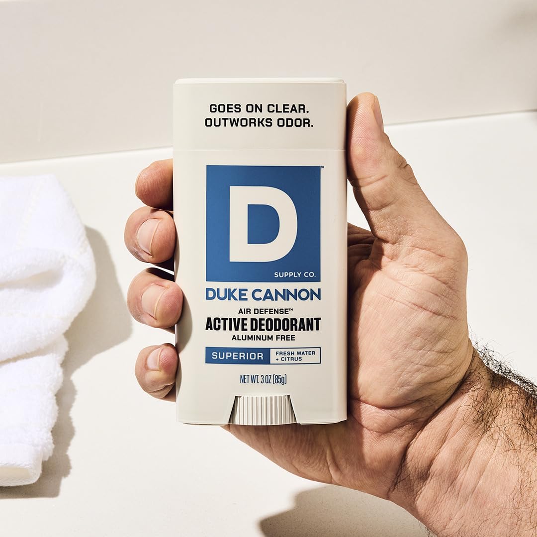 Duke Cannon Air Defense Superior bottle emphasizes fresh confidence.