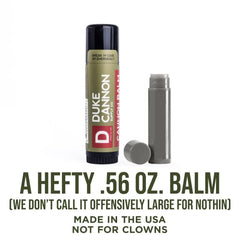 Duke Cannon Balm Tactical 0.56oz tubes arranged for long-lasting lip protection