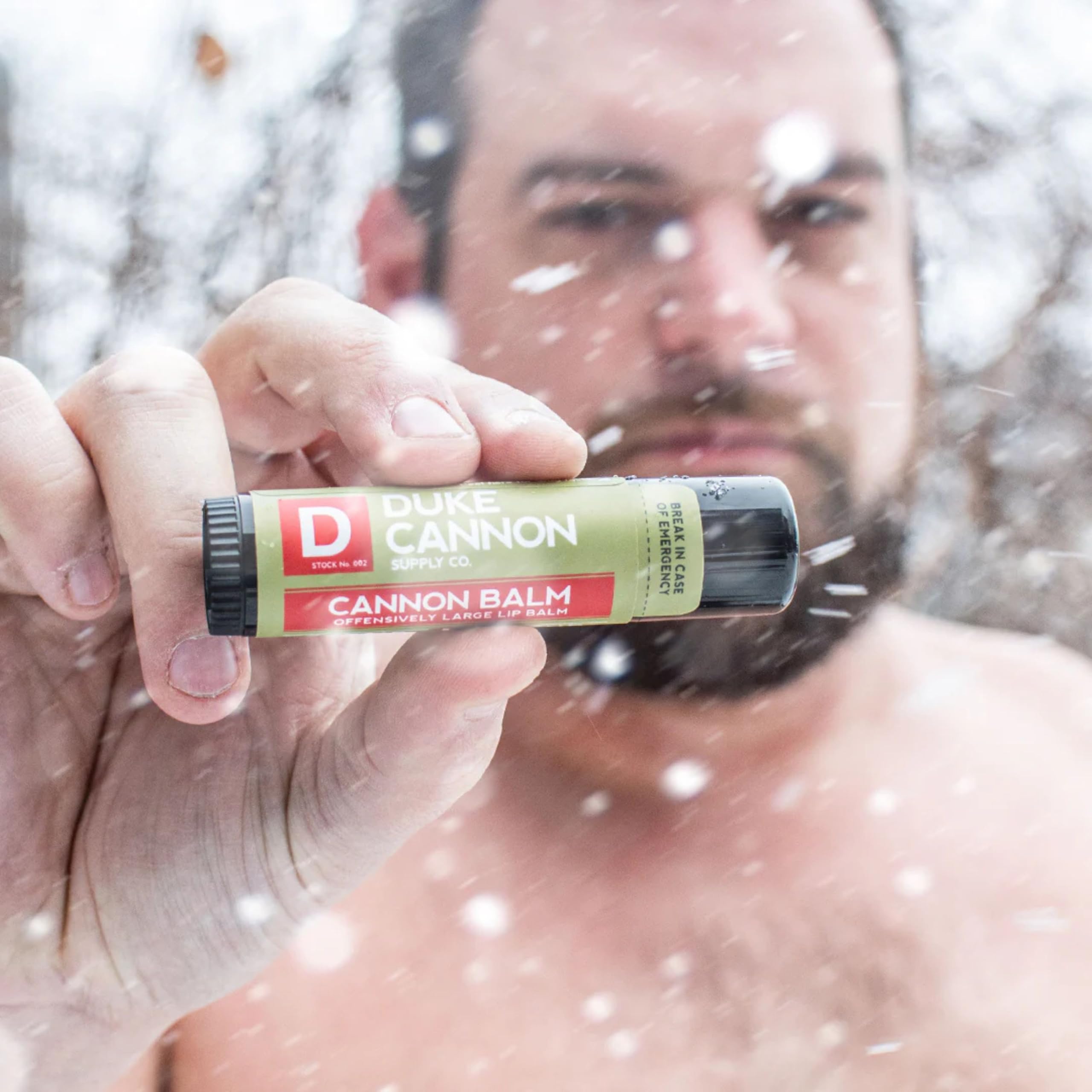 Duke Cannon Balm Tactical SPF 15 tube with protective UV shield in sun