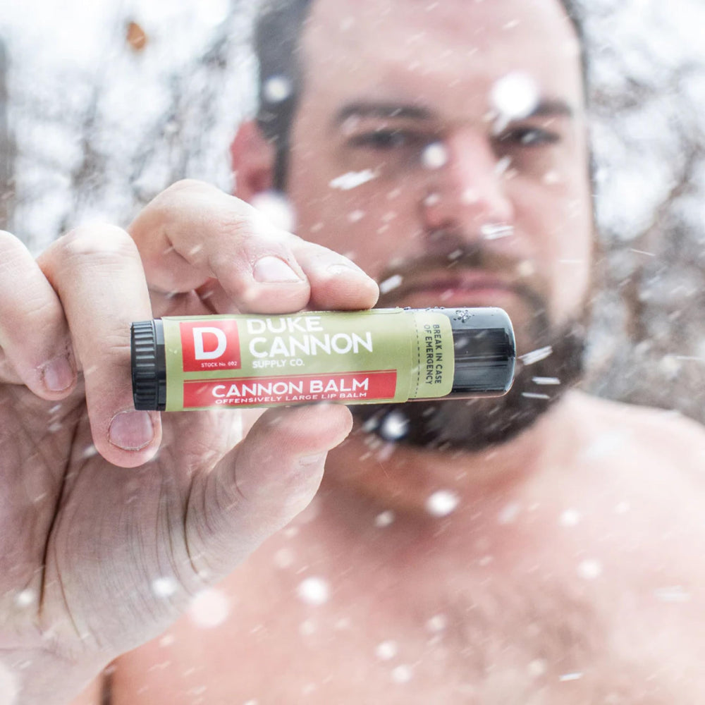 Duke Cannon Balm Tactical SPF 15 tube with protective UV shield in sun