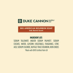 duke cannon big american bourbon soap bar lather shot shows rich bubbles for daily use.