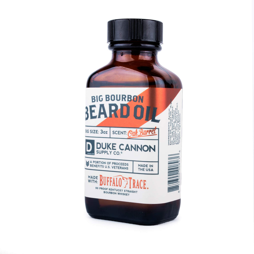 Duke Cannon Big Bourbon Beard Set packaging showing complete grooming routine.
