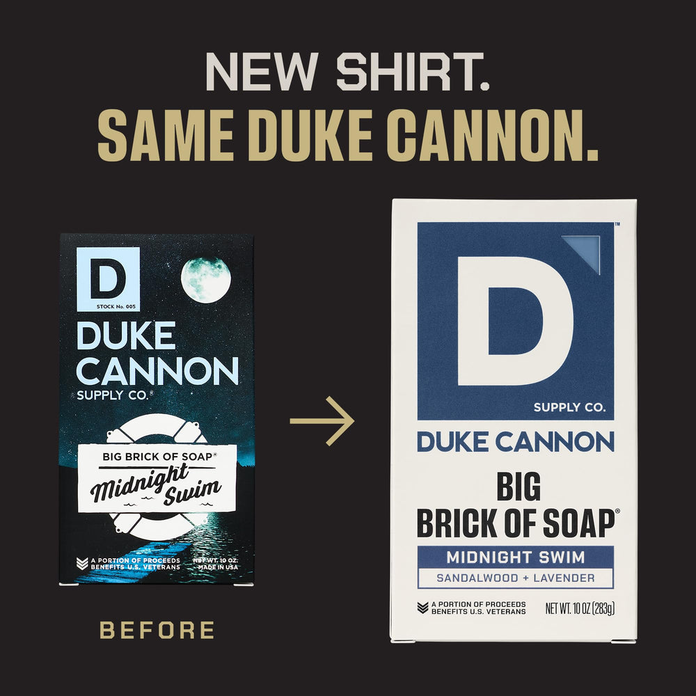 Duke Cannon big brick soap image highlights triple-milled, rich lather