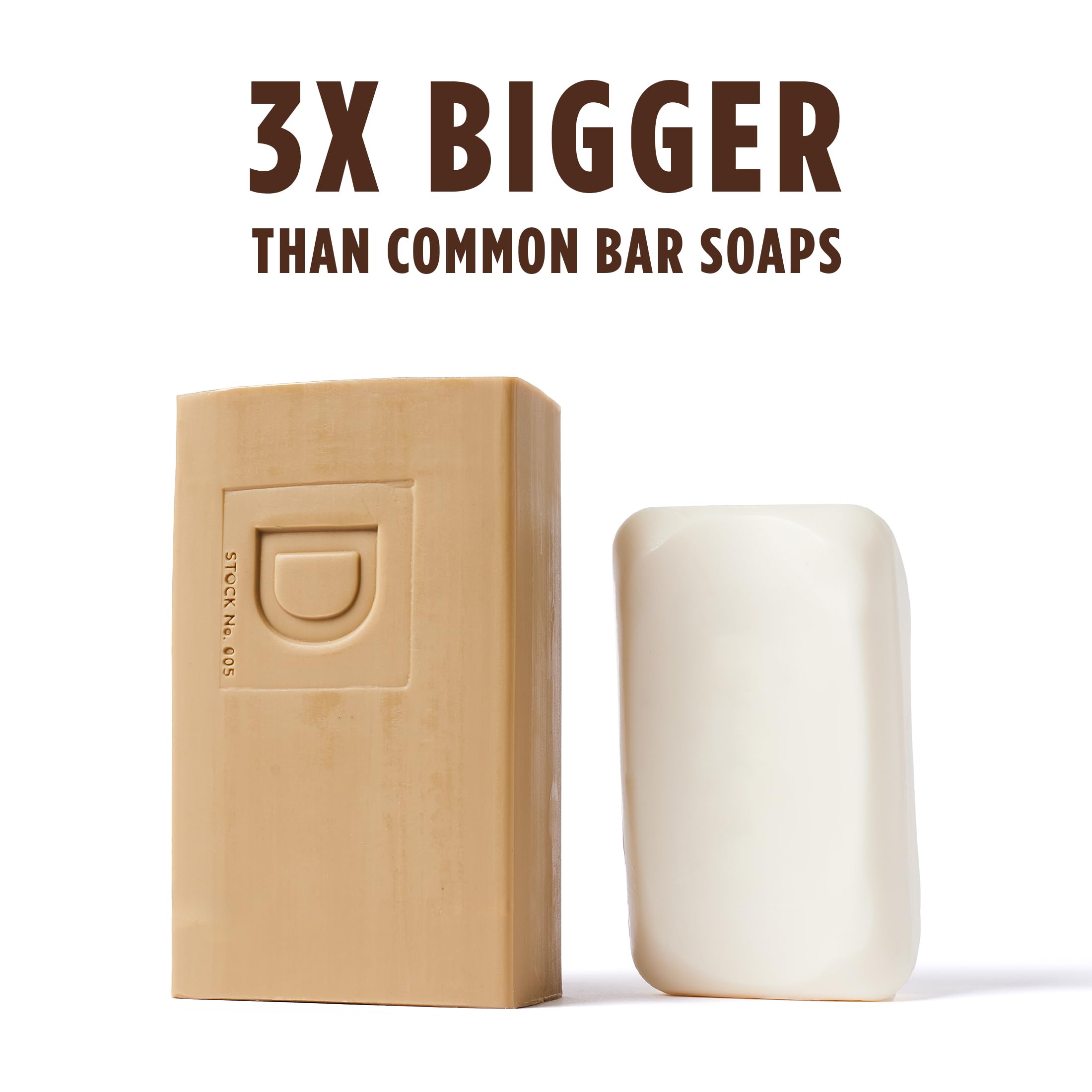Duke Cannon Big Brick Soap bar-wrapped pack displays sizable 10 oz bars delivering value per use.