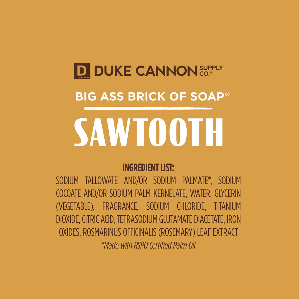 Duke Cannon Big Brick of Soap Cedarwood pack emphasizes masculine aroma and long-lasting lather during routine.