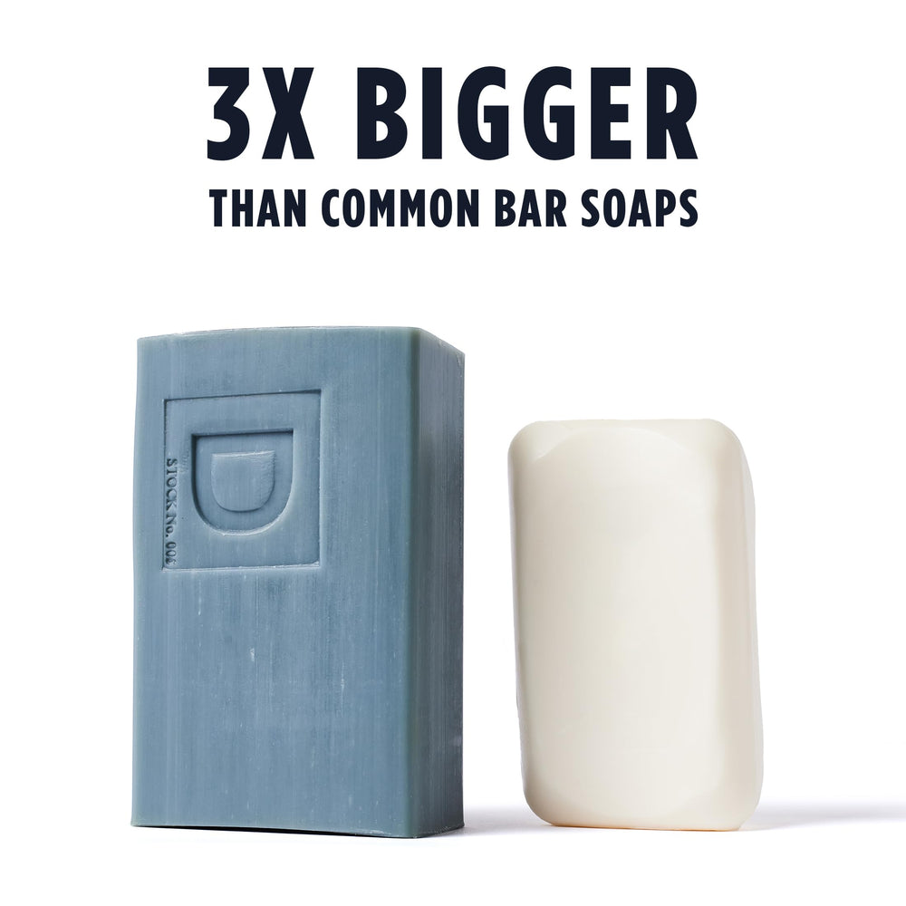 Duke Cannon soap bar closeup highlighting triple-milled texture for rich lather