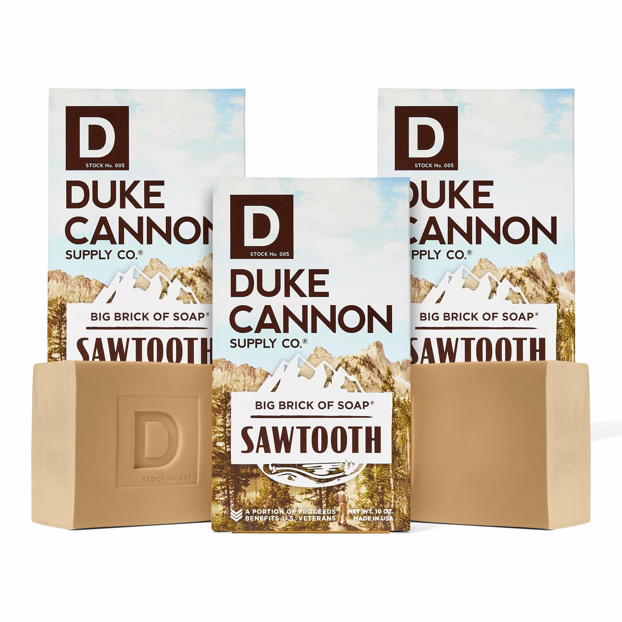 Duke Cannon Big Brick of Soap Sawtooth pack showcases rugged packaging for daily grooming and travel.