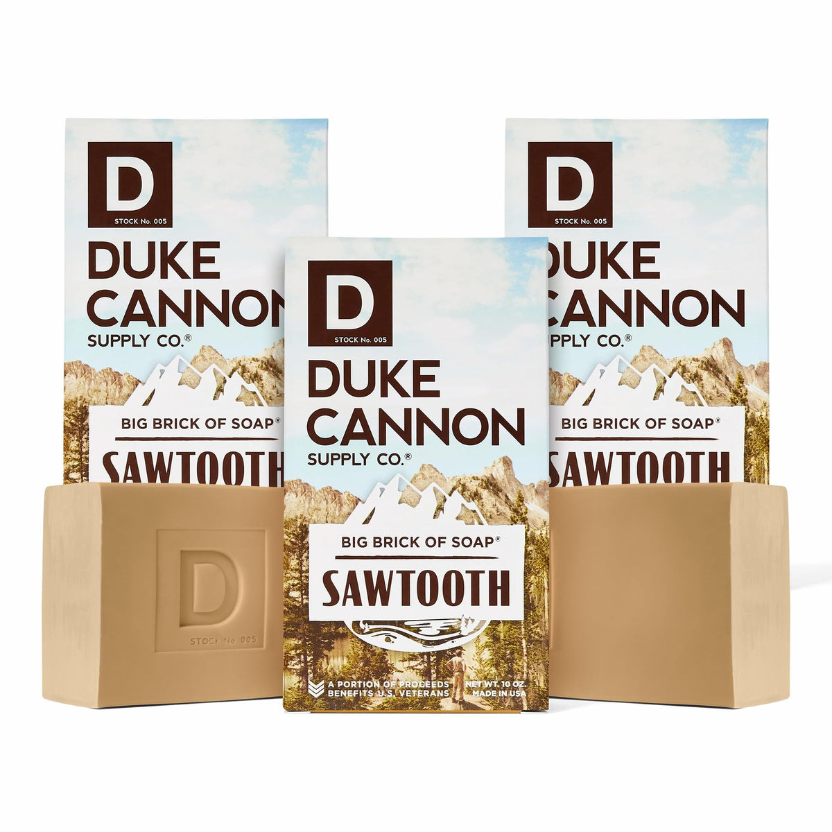 Duke Cannon Big Brick of Soap Sawtooth pack showcases rugged packaging for daily grooming and travel.