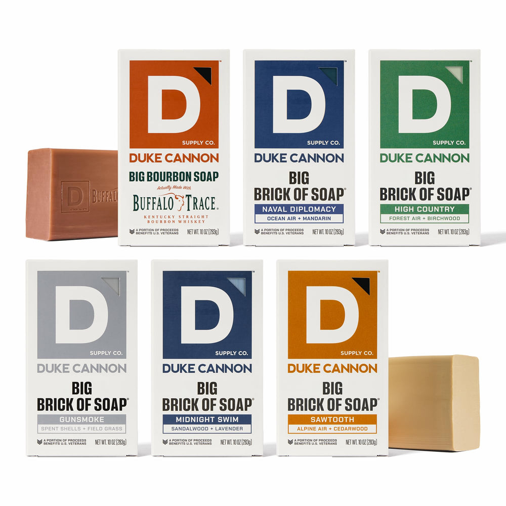 Duke Cannon Bourbon soap bar from the variety pack offers rugged cleansing and lasting scent